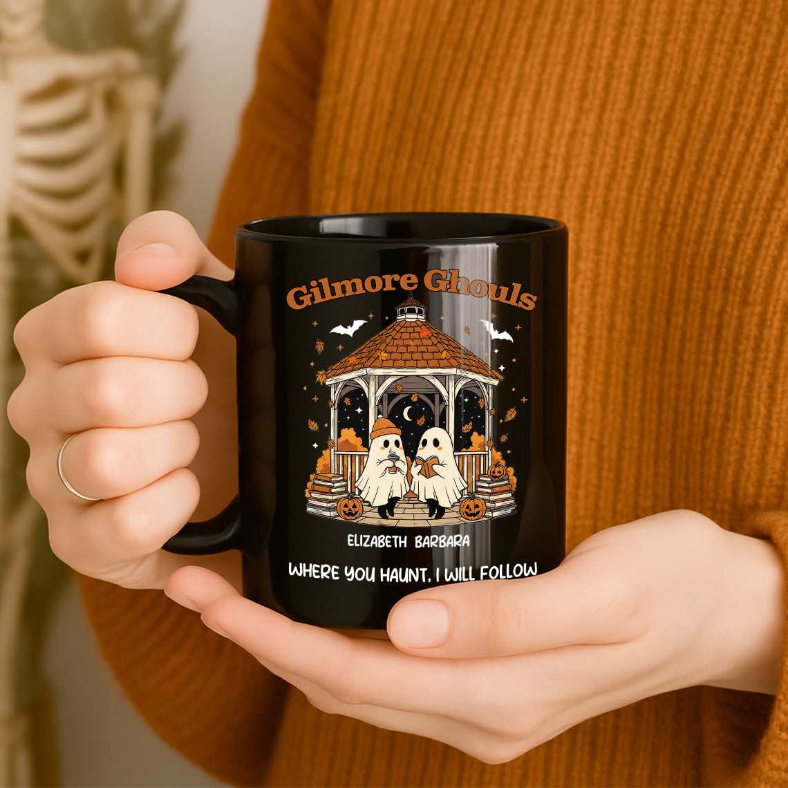 Where You Hunt I Will Follow Besties Ghouls Personalized Mug, Halloween Gift For Best Friends