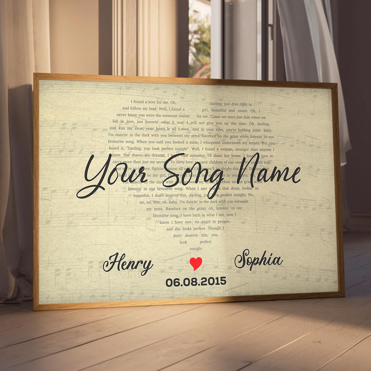 Custom Heart-Shaped Song Lyrics Art Personalized Poster, Anniversary  Gift For Her, For Him