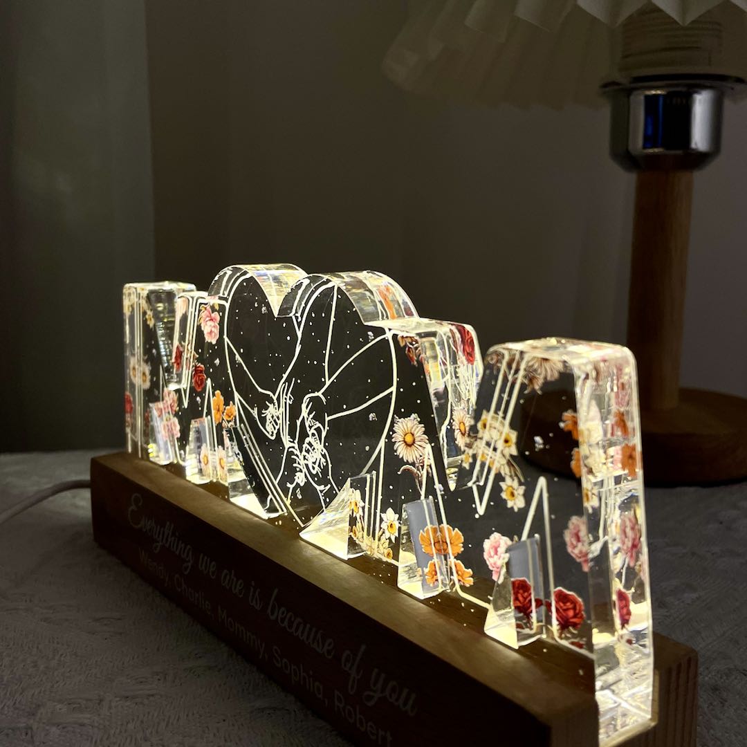 [EXCLUSIVE LIMITED EDITION] Mom Everything We Are Is Because Of You, Perfect Gift For Mom Personalized Acrylic Block LED Night Light