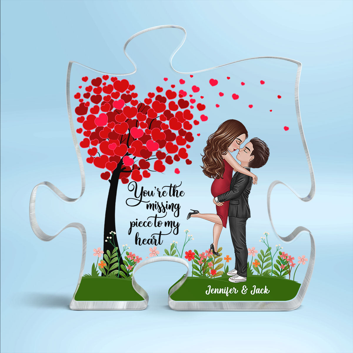 Heart Tree Couple Personalized Acrylic Puzzle Plaque
