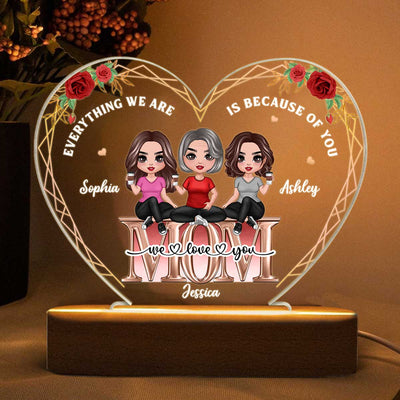 Mom We Love You Rose Outline Personalized LED Night Light Acrylic LED Lamp, Mother‘s Day Gift For Mom