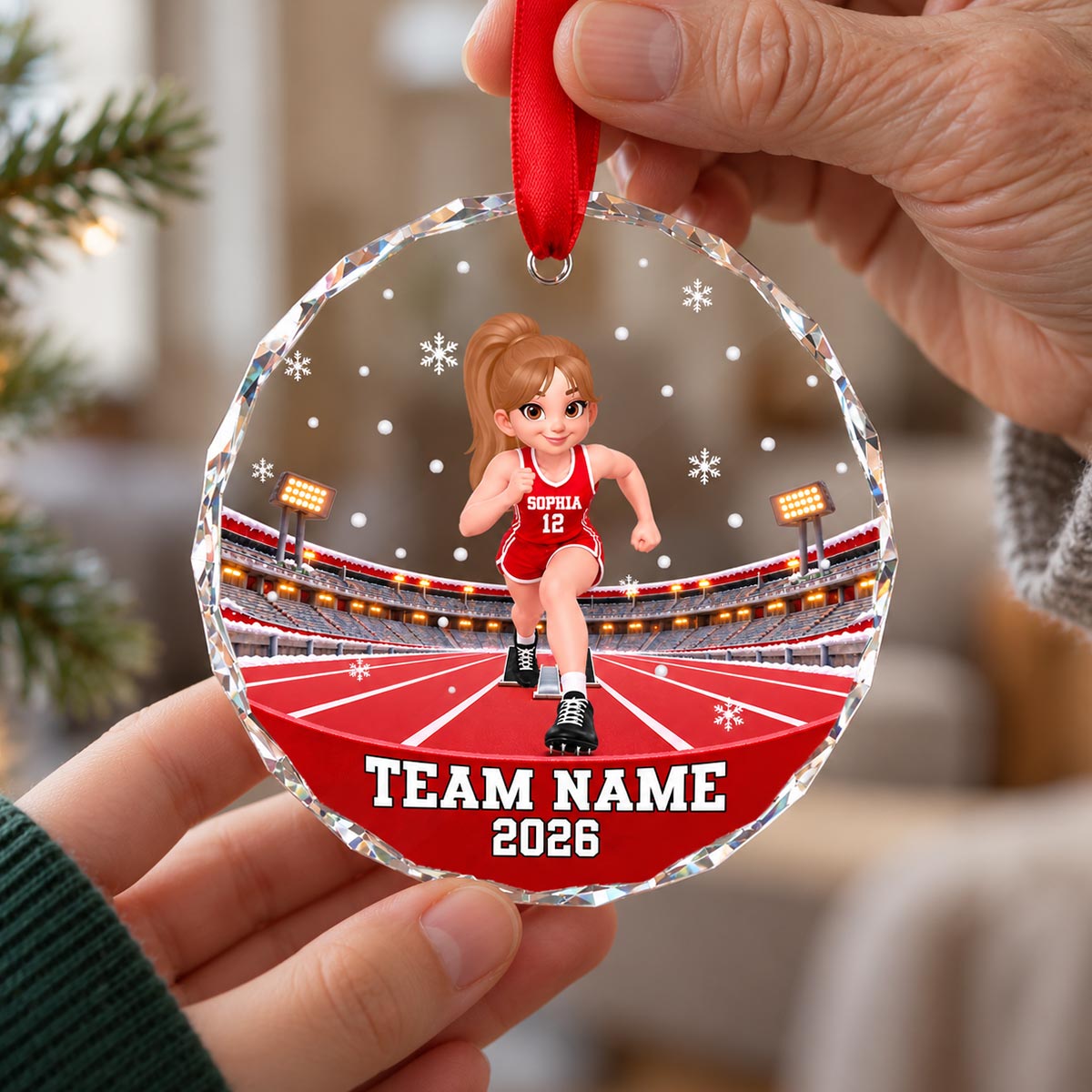Track & Field Boy & Girl 2D Flat - Personalized Glass Ornament - Christmas - Custom Sports Keepsake Gift for Kids & Teens