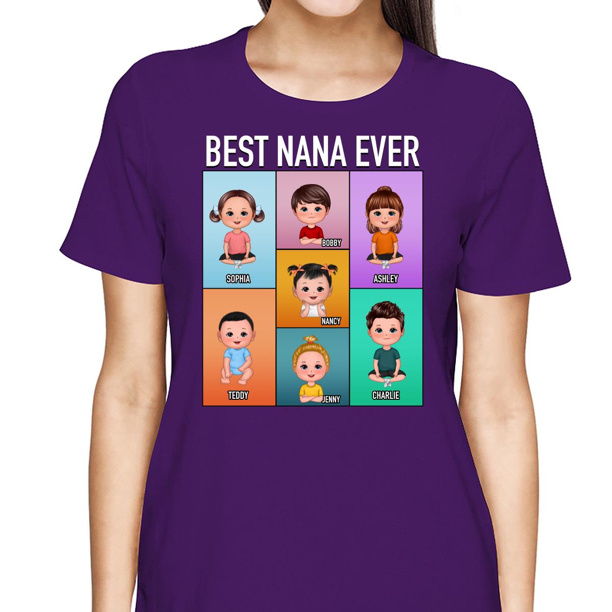Best Mom Grandma Ever Doll Kids In Colorful Frame Personalized Shirt