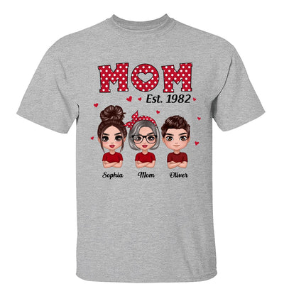 Polka Dot Pattern Mom Est With Daughters Sons Personalized Shirt