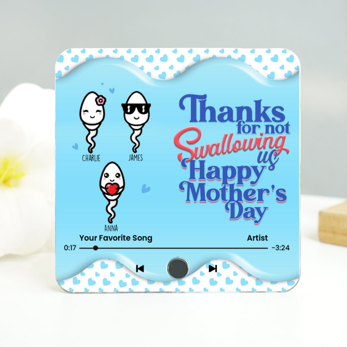 Thanks for not Swallowing Me Personalized Music Fridge Magnet, Funny Gift for Mom, Gift for her