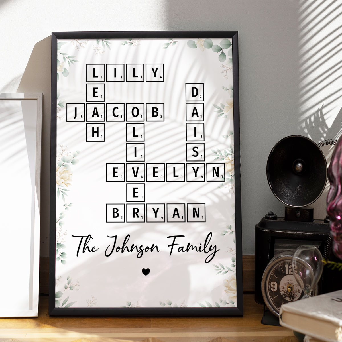 Family Crossword Art - Created In A Moment, Treasured Forever Personalized Poster
