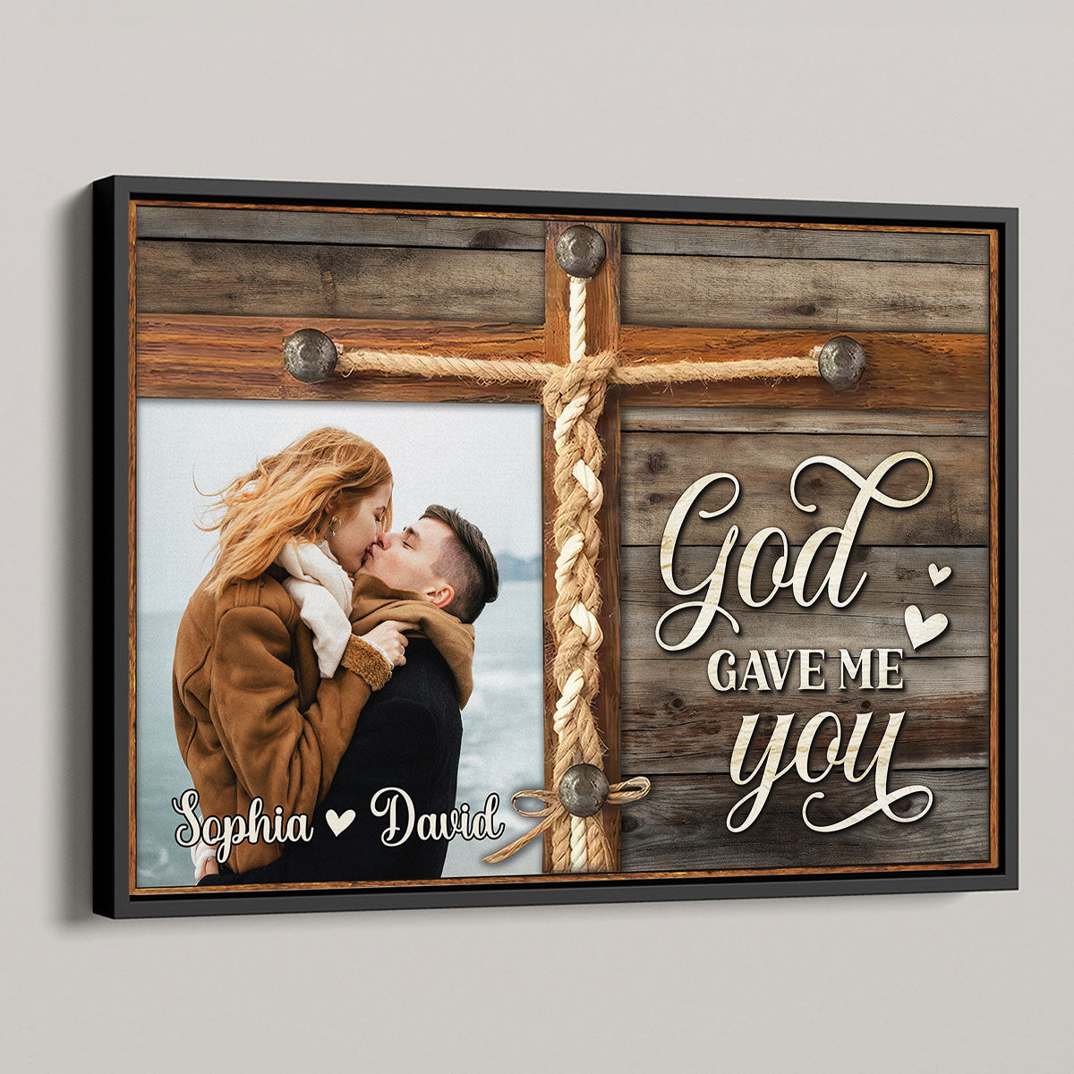 God Gave Me You Couple Custom Photo Personalized Poster, Valentine's Day, Anniversary Gift For Him or Her