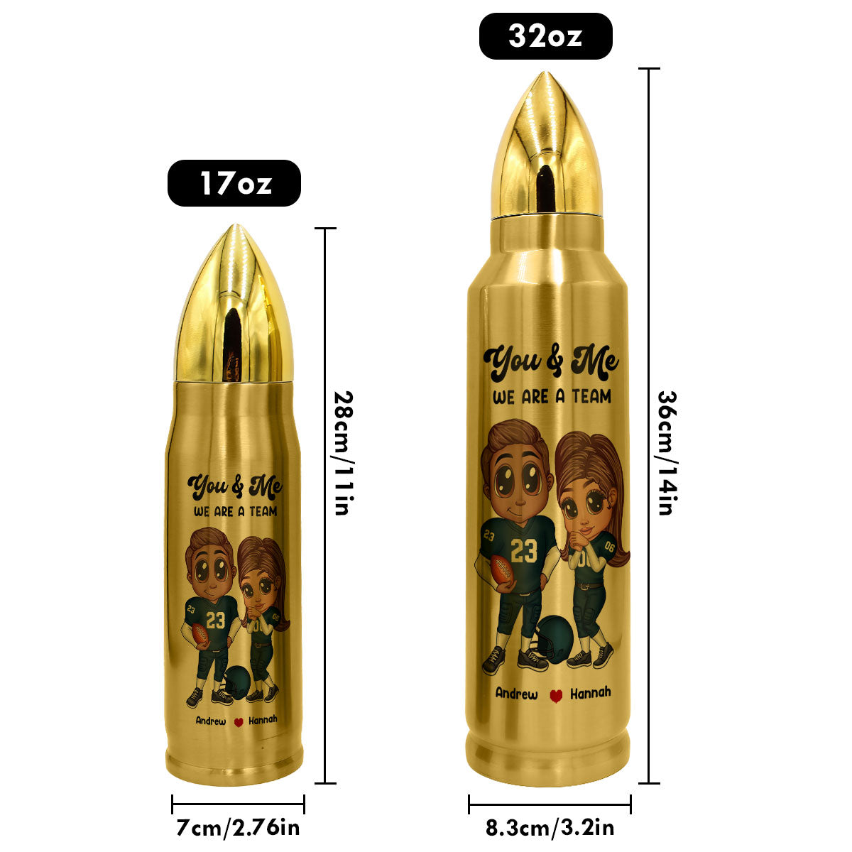 Personalized Y2K Football Couple Bullet Tumbler,  Gift for Couples