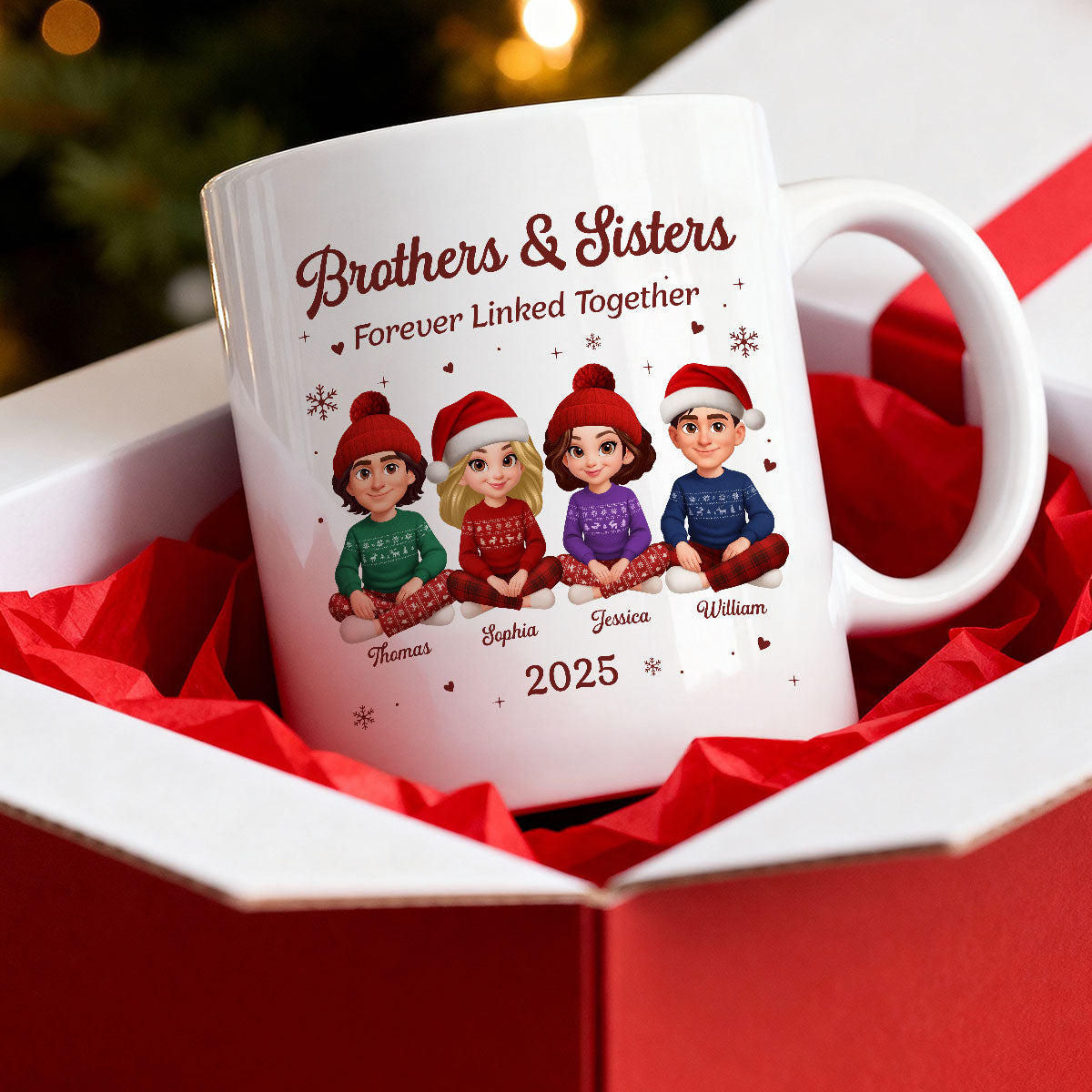 Brothers Sisters Forever Linked Together - Personalized Mug - Christmas Gift For Brothers, Sisters, Siblings
