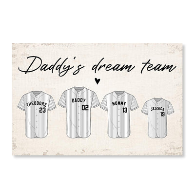 Baseball Daddy‘s Dream Team Personalized Poster, Gift For Dad, Grandpa