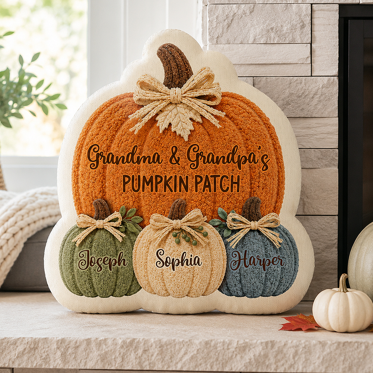Grandma & Grandpa's Pumpkin Patch 2D Printed - Personalized Pillow - Fall Season Decor For Grandparents
