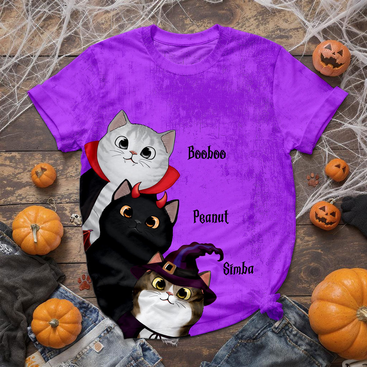 Peeking Halloween Cats Spooky Vibe - Personalized 3D Shirt