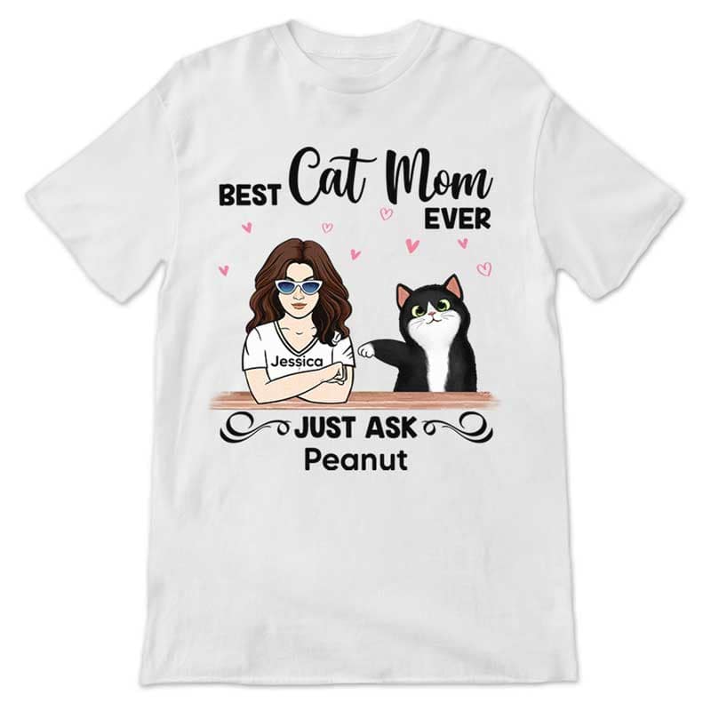 Best Cat Mom Woman And Fluffy Cat Personalized Shirt