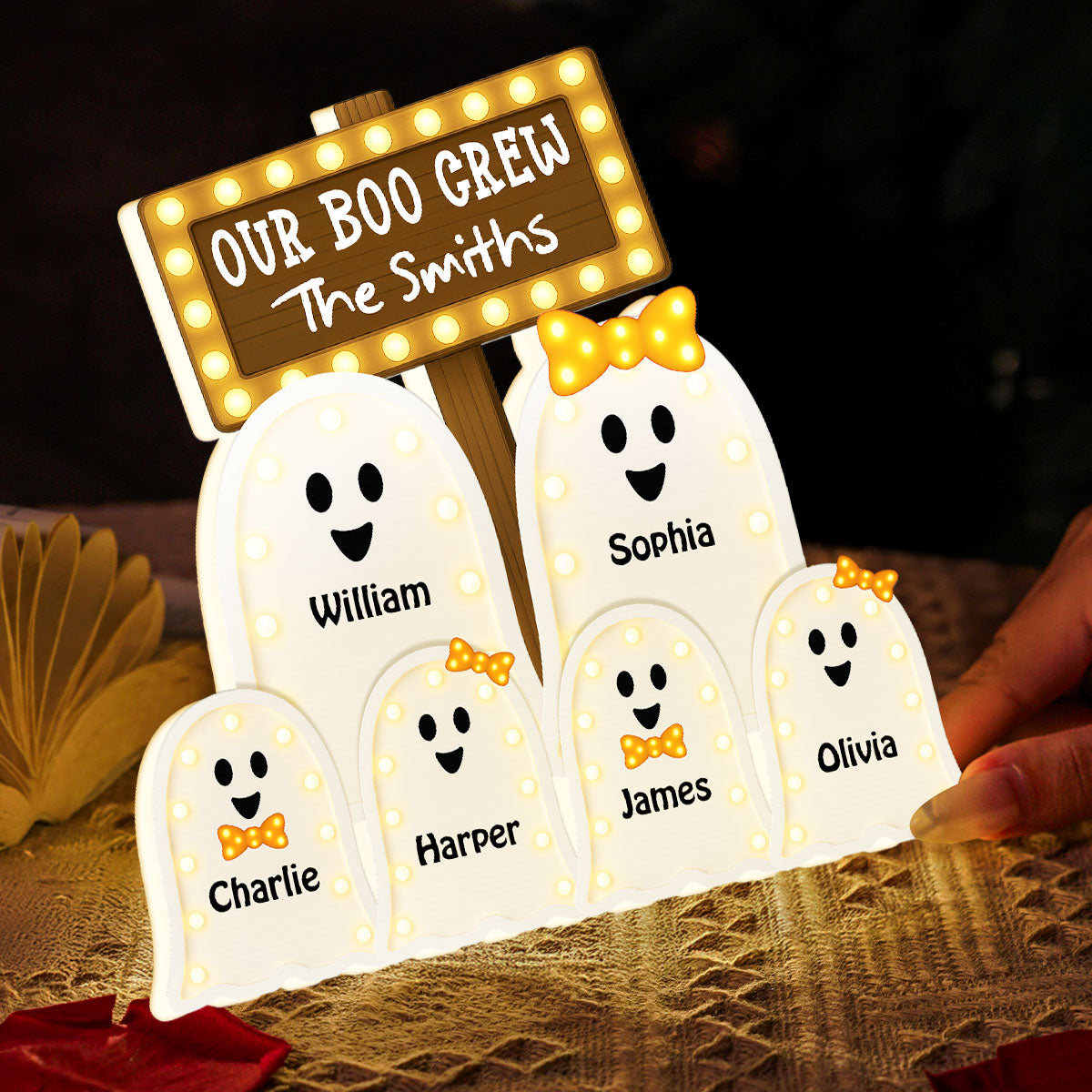 Halloween Boo Family Marquee Pattern Texture Personalized Light Box, Halloween Home Decoration