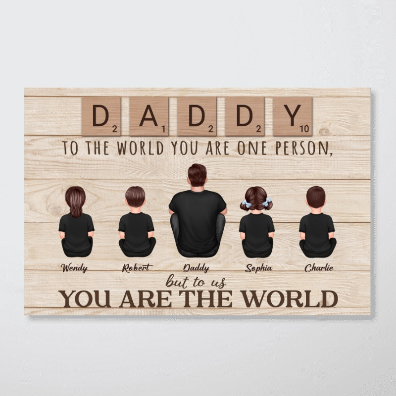 Daddy Grandpa Letters Wood Texture Sitting Back View Personalized Poster