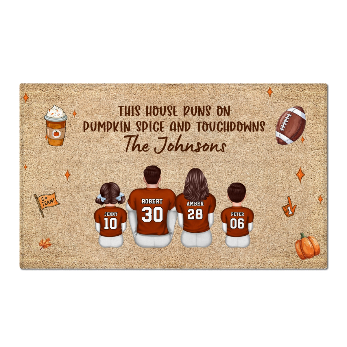 This House Runs On Pumpkin Spice And Touchdowns Football Family Decor Personalized Doormat