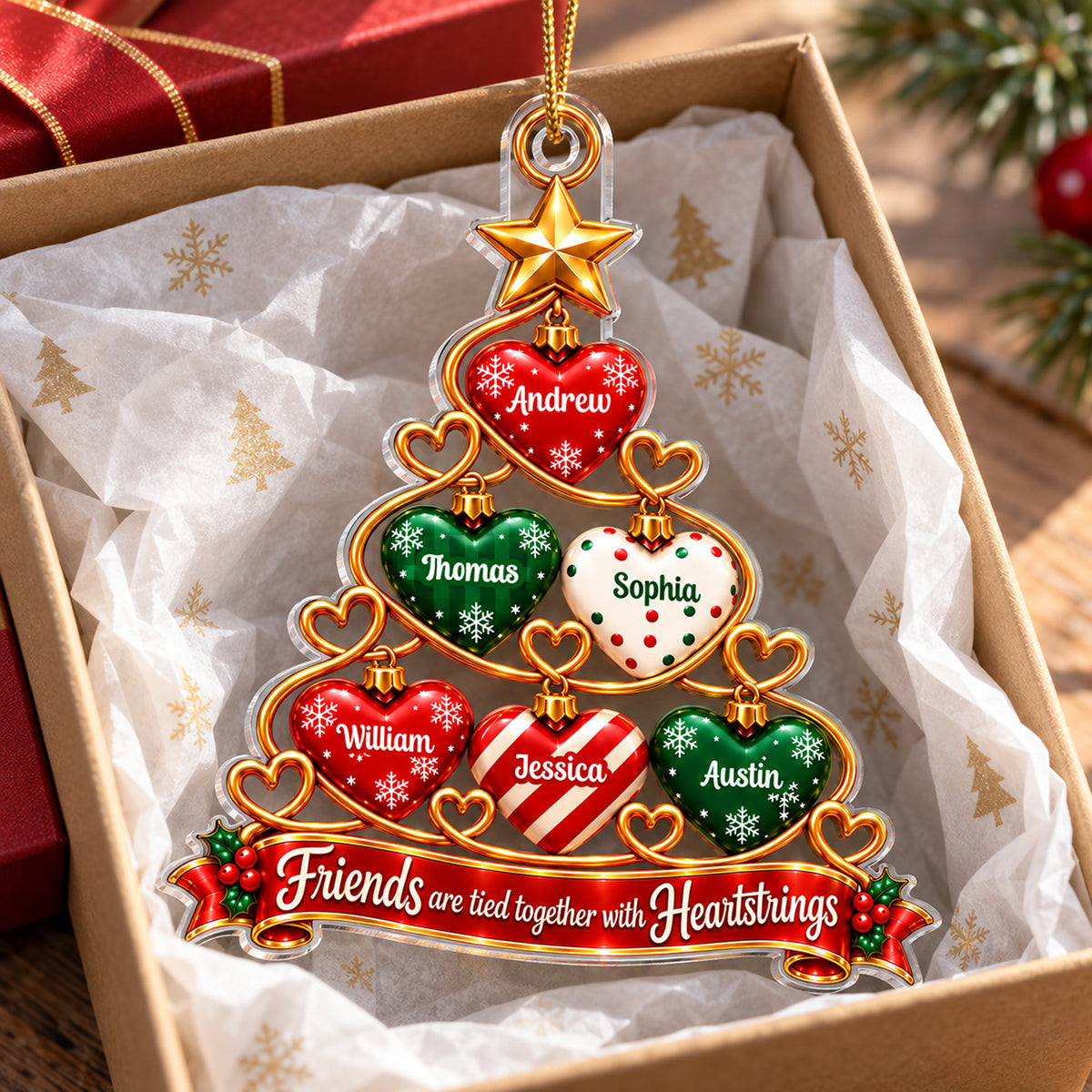 Friends Heartstrings 2D Flat - Personalized Acrylic Ornament - Christmas Gift For Best Friends, Besties