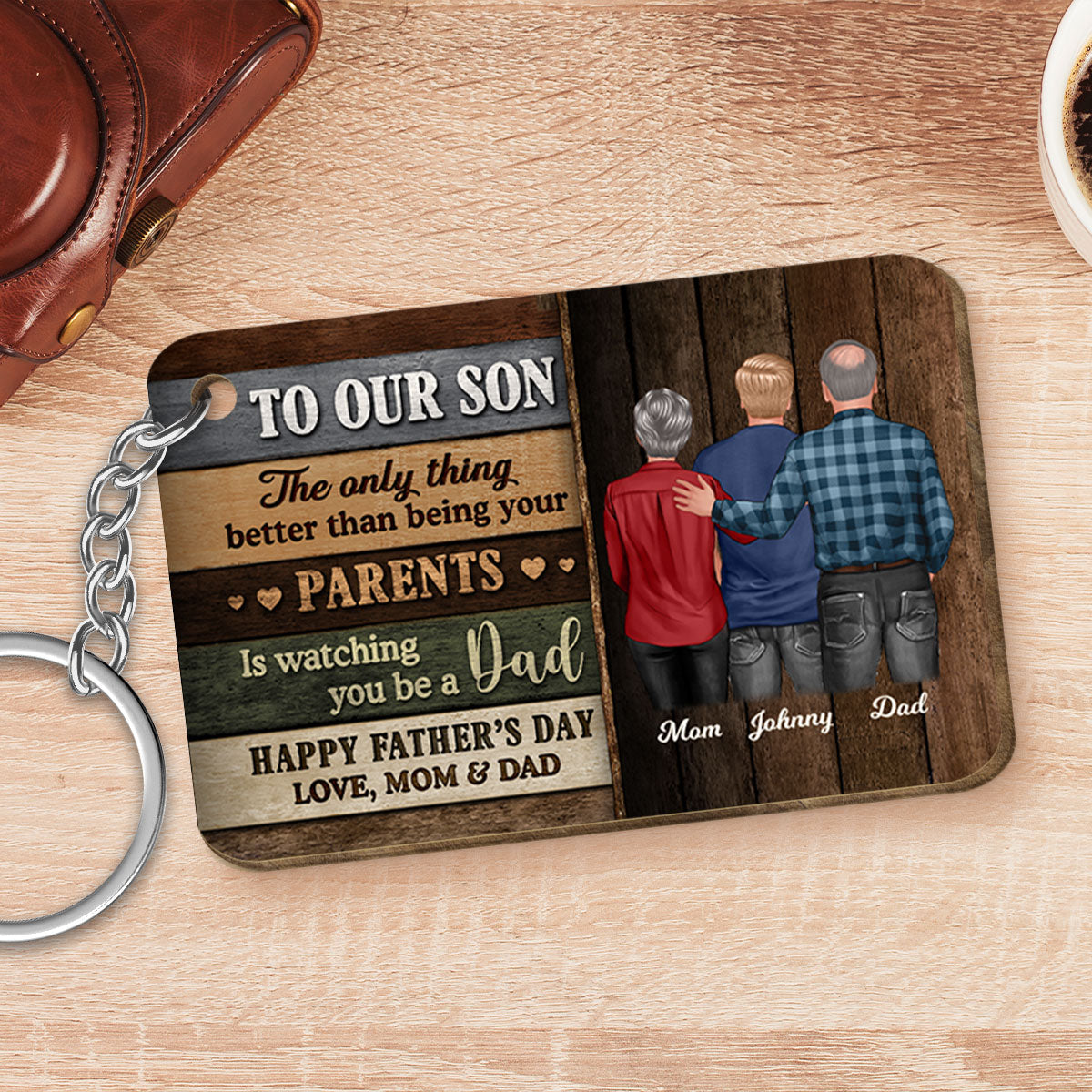 Colored Wood Pallets To My Son From Mom Happy Father's Day Personalized Wooden Keychain