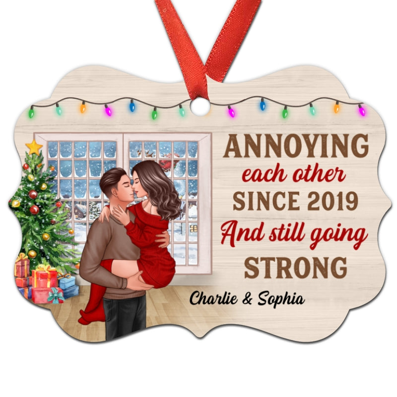 All I Want For Christmas Is You Man Holding Woman Kissing Window Personalized Christmas Ornament
