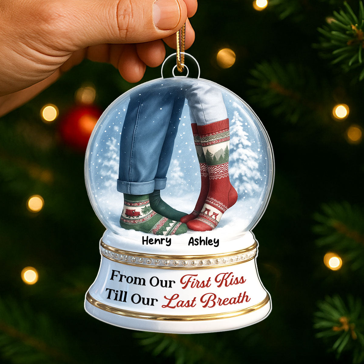 From Our 1st Kiss till Our Last Breath 3D Effect Snow Globe - Personalized Acrylic Ornament - Christmas Gift for him, Gift for her