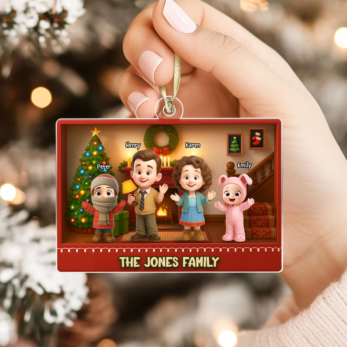 Family Christmas Action Figure Personalized Acrylic Ornament, Nostalgia Christmas Decor for Family