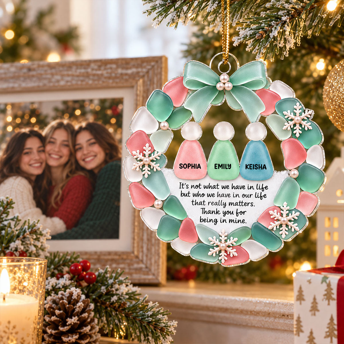 Best Friends Thank You For Being In My Life - Personalized Acrylic Ornament - Christmas Gift For Girls, Besties