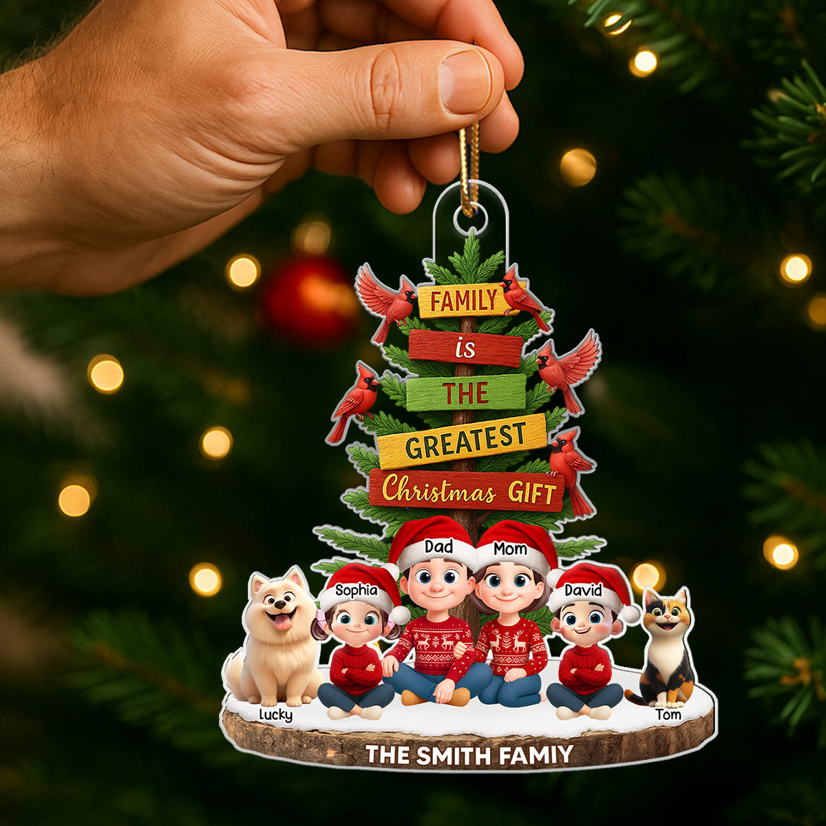 Family Is The Greatest Gift - Personalized Acrylic Ornament - Christmas Gift for Family