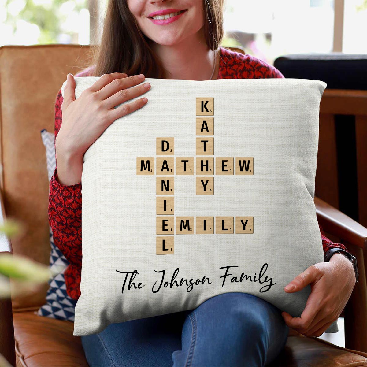 Family Crossword Art - Created In A Moment, Treasured Forever Personalized Pillow