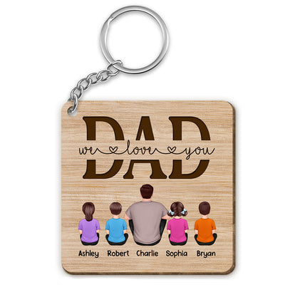 Best Dad Ever Drive Safe Daddy Back View Man Kids Dog Cat Personalized Wooden Keychain