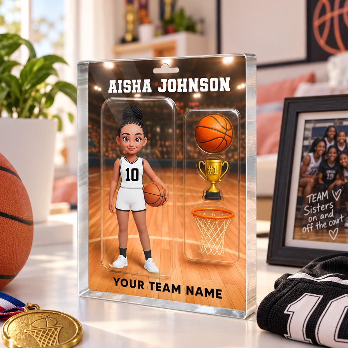 Cool Basketball Player 2D Flat Printed - Personalized Acrylic Block Plaque - Cool Unique Christmas Gift For Basketball Players, Son, Daughter, Grandson, Granddaughter