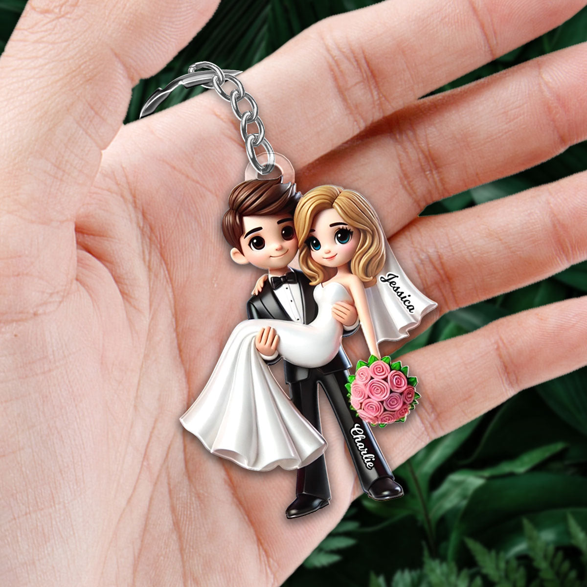 Personalized Mr Mrs First Christmas Married Couple Personalized Acrylic Keychain, Gift for him, Gift for her