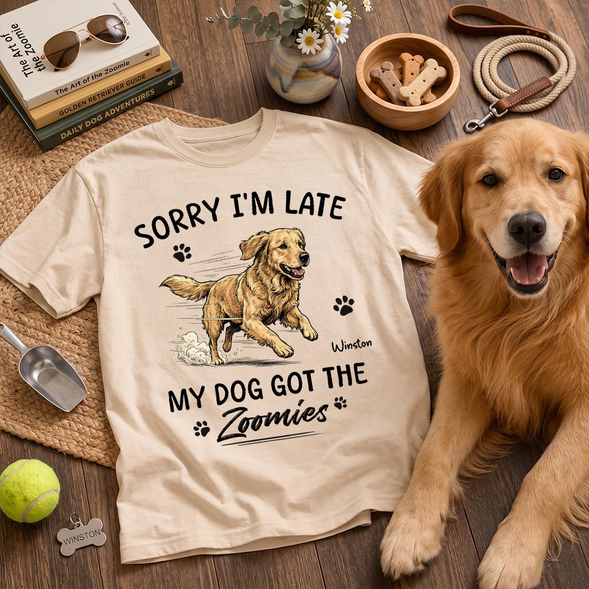 Sorry I'm Late My Dog Got The Zoomies Custom Pet Photo - Personalized Shirt - Funny Gift For Dog Lover