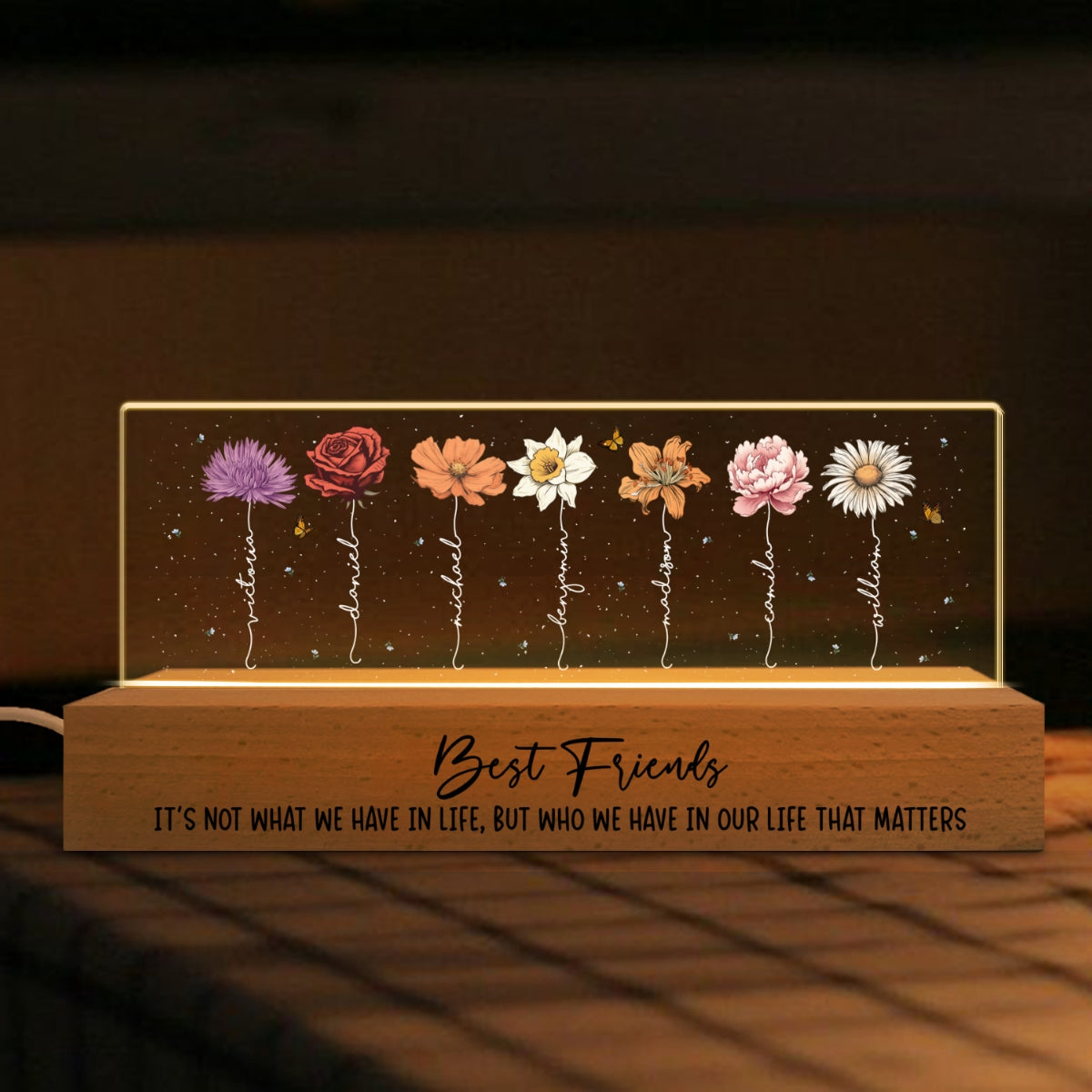 Best Friends It's Who We Have In Life That Matters  Birthmonth Flower Personalized LED Night Light, Best Friend Christmas Gifts