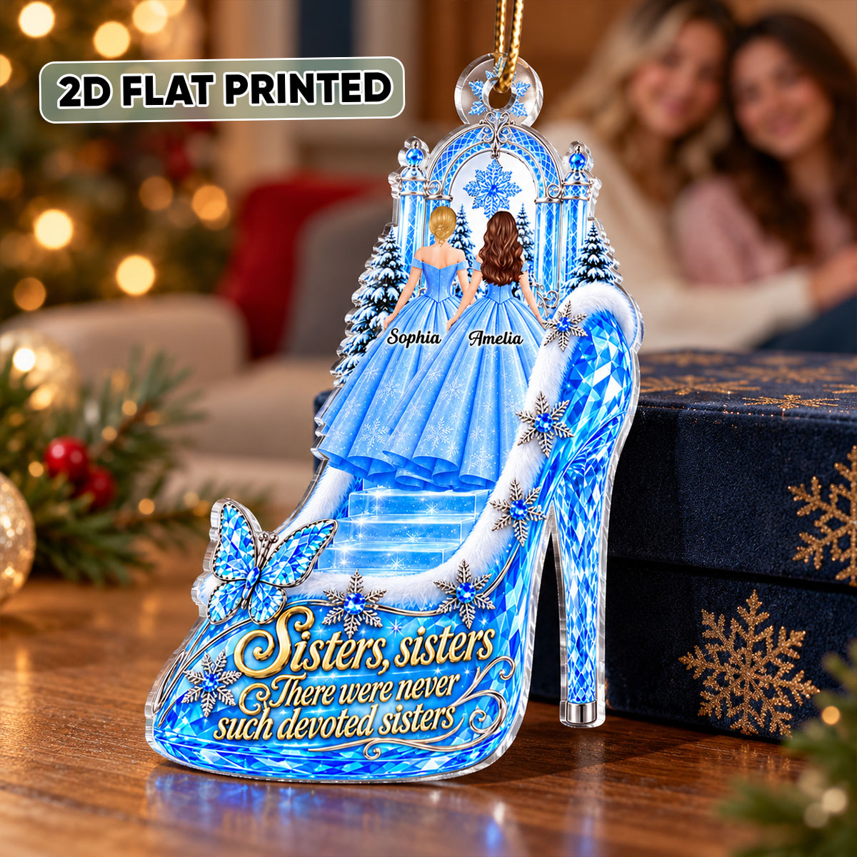 Enchanted Princess Heels - Personalized Acrylic Ornament - Christmas Gift for Sisters