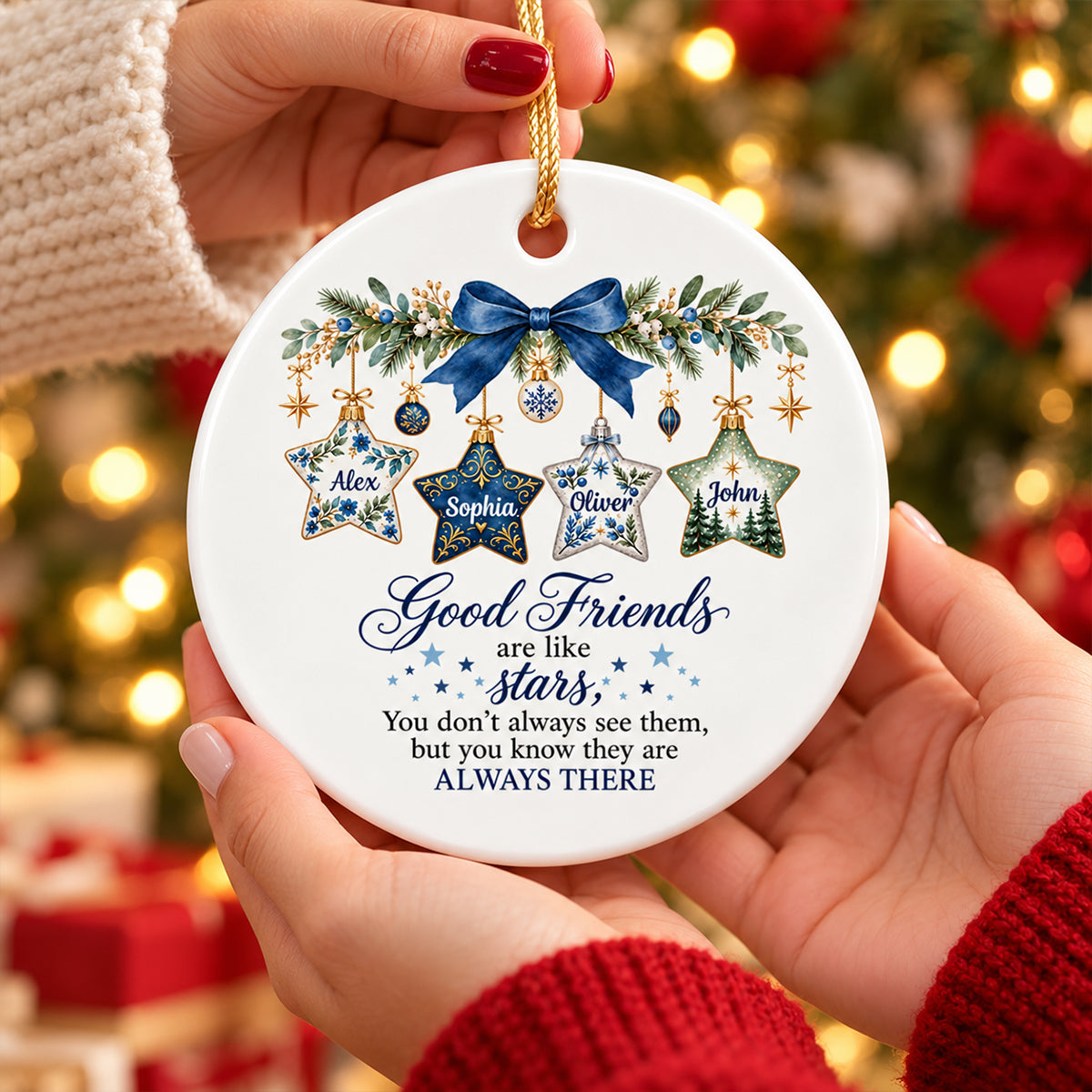 Good Friends Are Like Stars - Personalized Ceramic Ornament - Christmas Gift for Best Friends