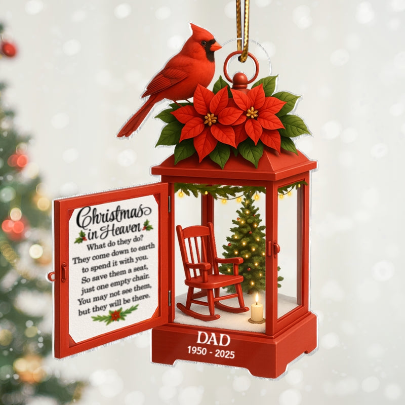 Personalized Lantern Memorial Chistmas Ornament, Christmas In Heaven, Sympathy Gift For Loss Of Loved Ones