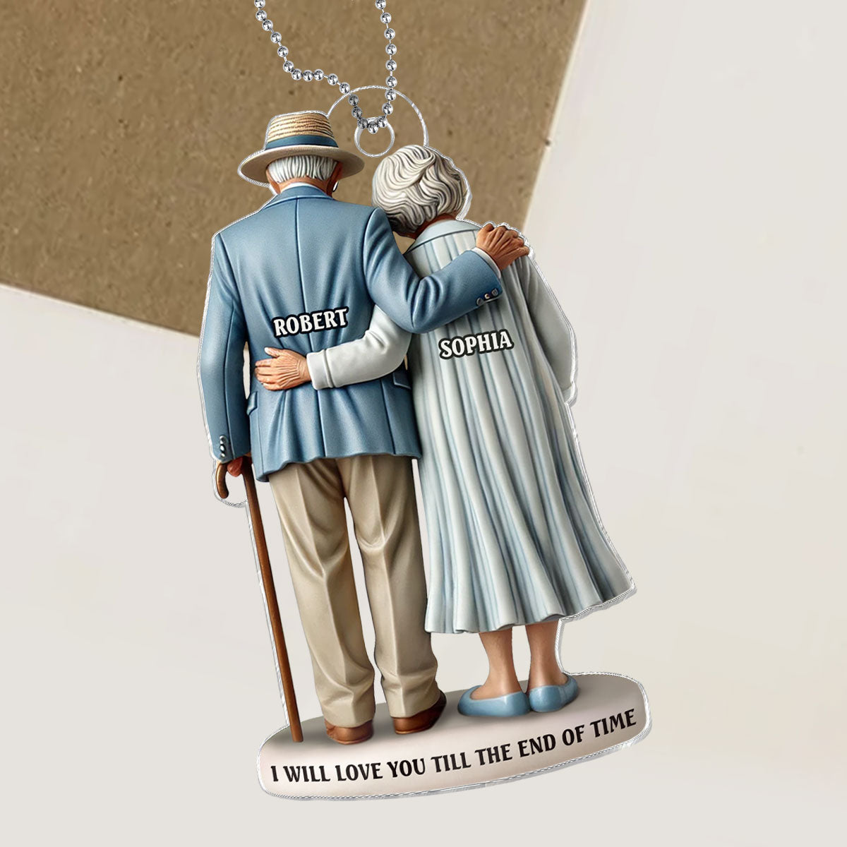 3D Effect Old Couple Stand Together Personalized Acrylic Ornament, Heartfelt Keepsake, Gift For Couple, For Him, For Her, Husband, Wife
