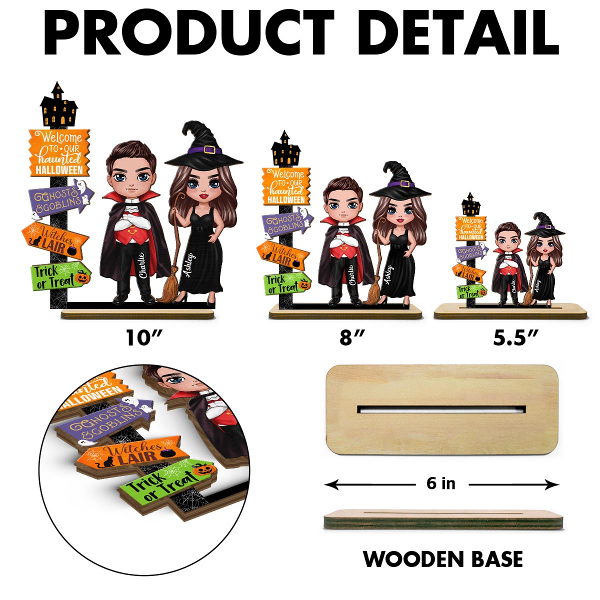 Welcome To Our Haunted House Couple Halloween Tier Tray Decor Personalized 2-Layer Standing Wooden Plaque