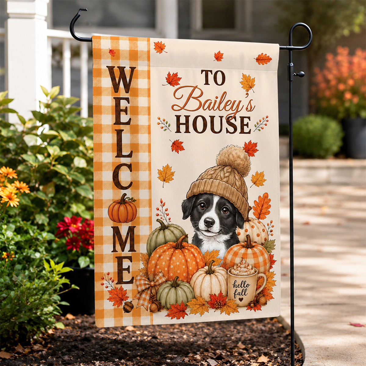 Welcome To The Dog House Fall Season - Personalized Garden Flag