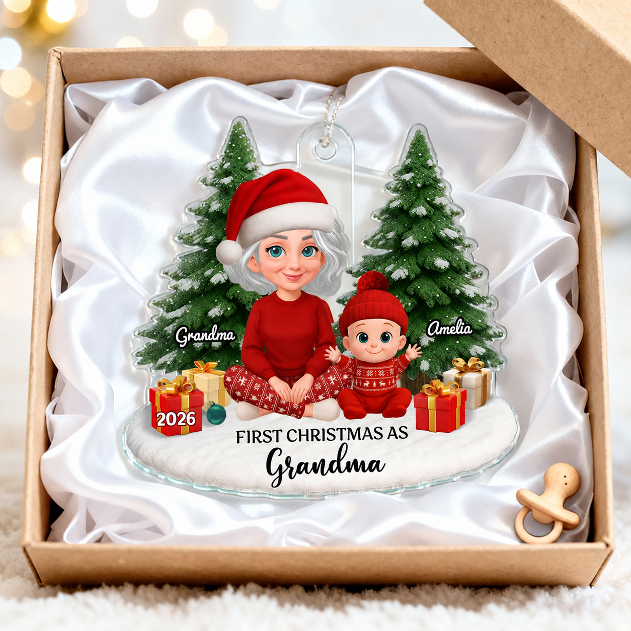 First Christmas With New Baby – Personalized Acrylic Ornament - Chritsmas Gift for Grandparent, Dad Mom, Big Sister, Big Brother