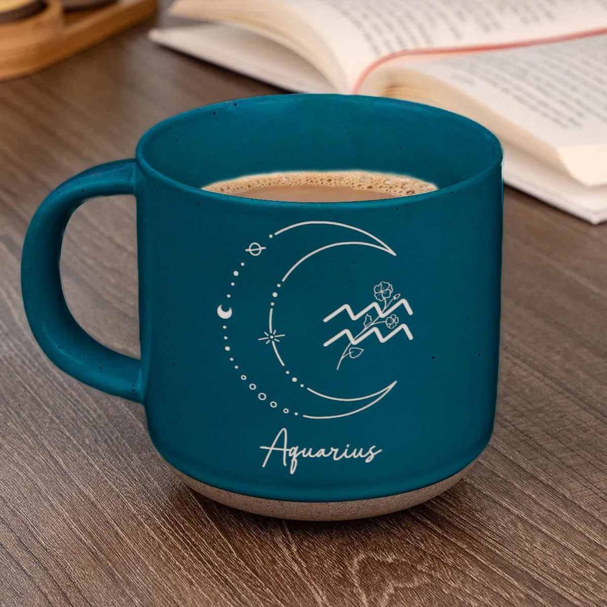 Custom Zodiac Sign Personalized Pottery Mug, Zodiac Moon