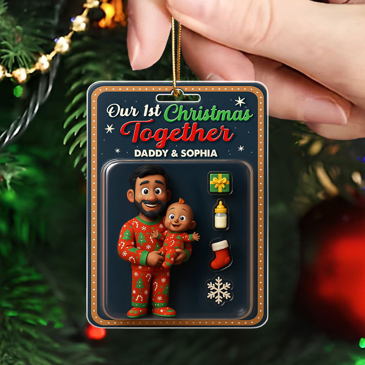 Our 1st Christmas Together Daddy & Baby Personalized Acrylic Ornament, 2025 Thoughtful Christmas Gift for New Dad