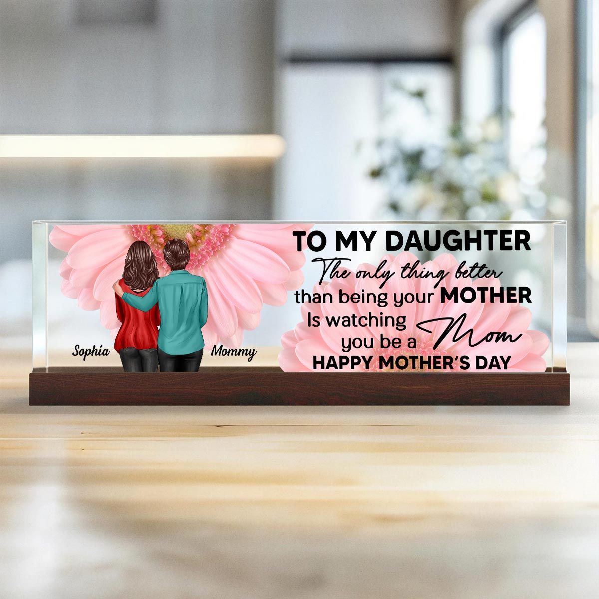 To My Daughter From Mom Personalized Acrylic Desk Block Plaque, Gift, Home Decor, Office Decor Gift For Daughter