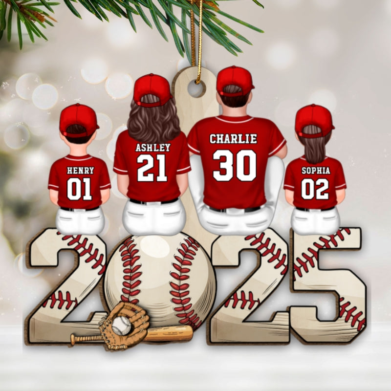 Christmas Baseball Family Personalized Wooden Ornament