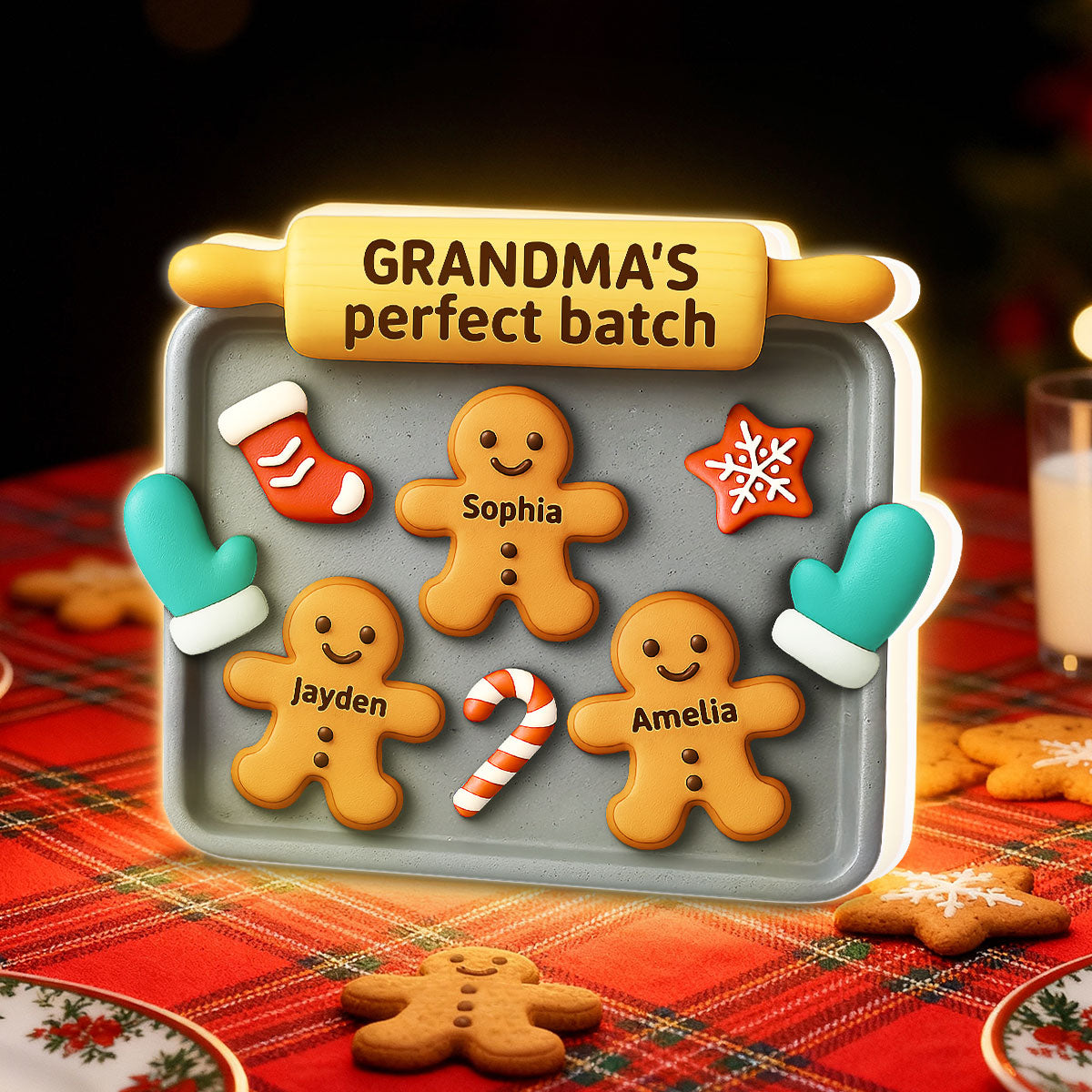 3D Effect Christmas Grandma Perfect Batch Cookies - Personalized Light Box - Gift For Grandma