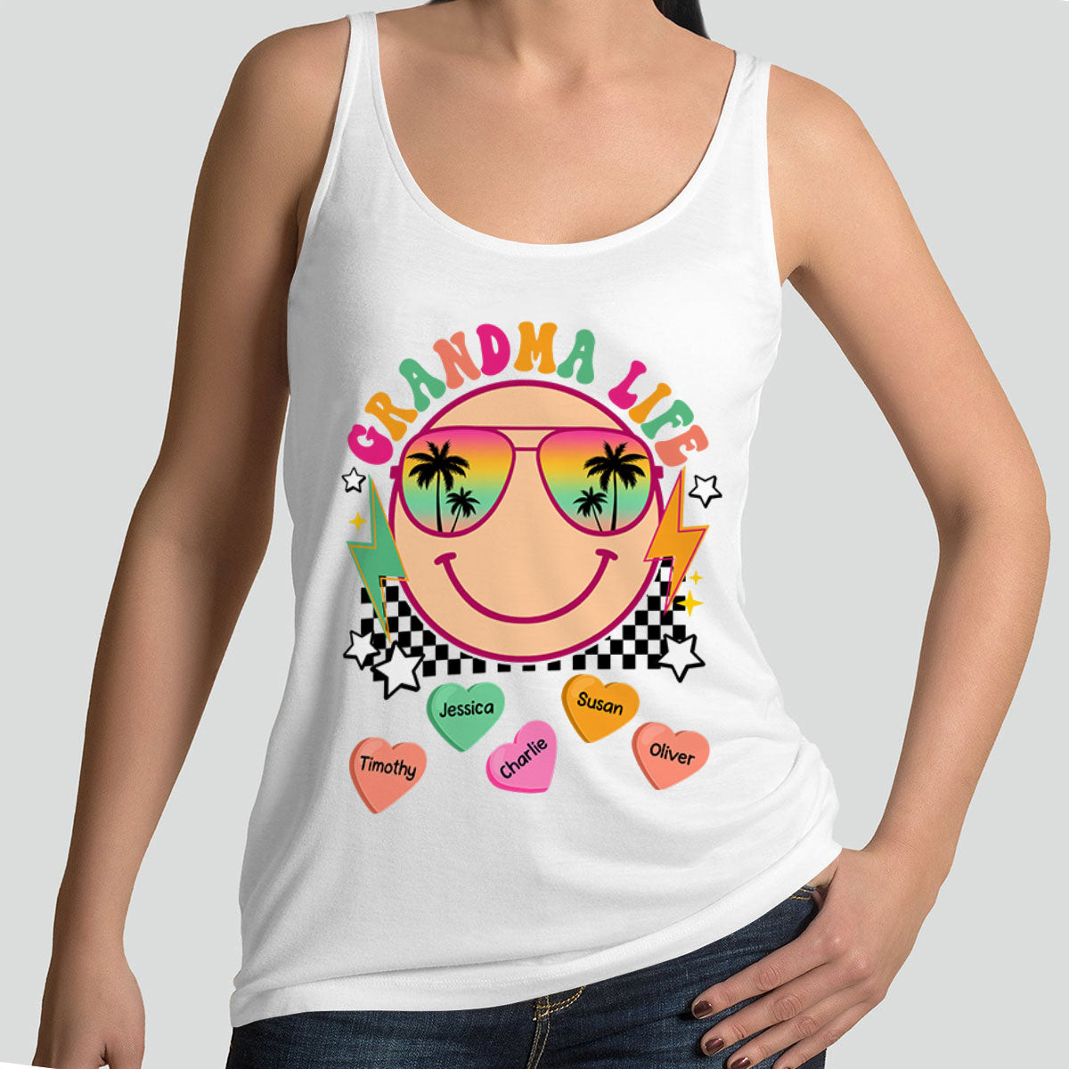 Grandma Mom Life Summer Vibes Personalized Tank Top