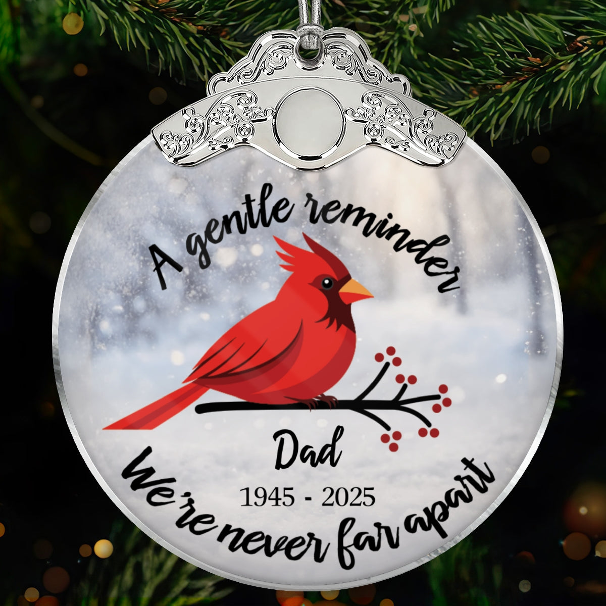 Cardinal Gentle Reminder From Heaven - Personalized Glass Ornament With Silver Cap - Christmas Memorial Keepsake For Family