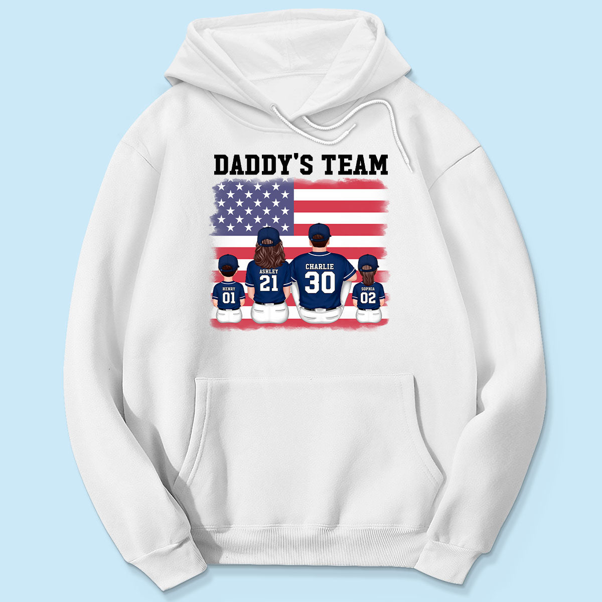 Daddy's Team Baseball Family Sitting Personalized Shirt, Father's Day Gift For Dad, Grandpa, Husband