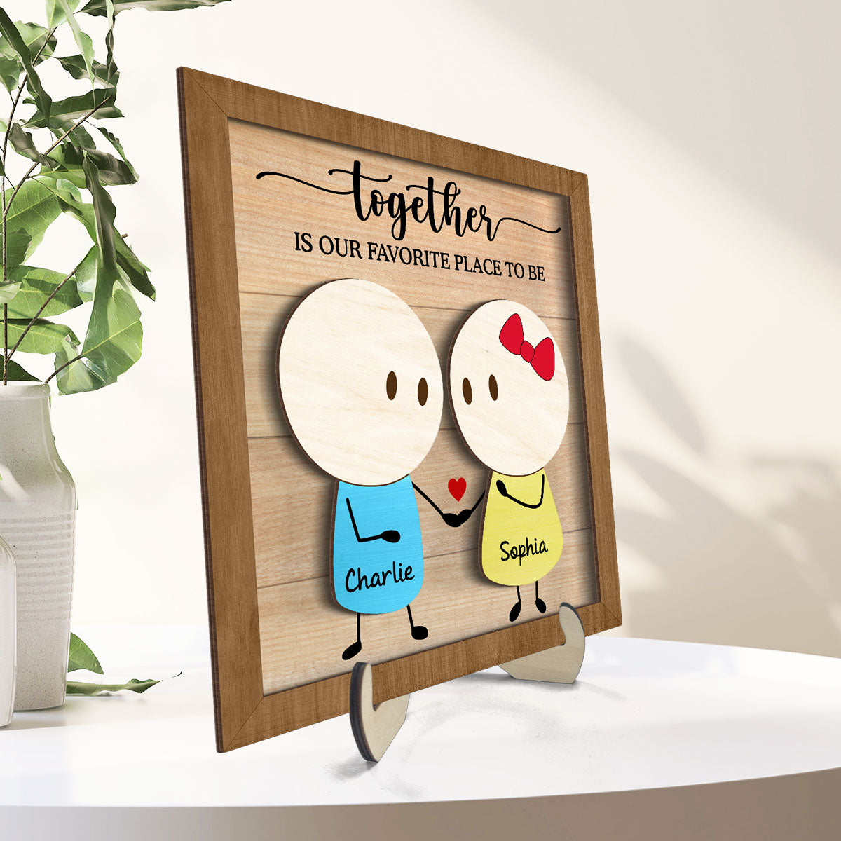 Personalized Anniversary Couple Gift, 2-Layer Wooden Plaque,  Gift For Her, For Him