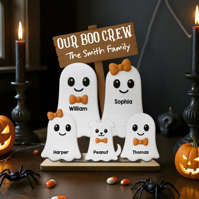 Halloween Boo Family - Personalized 2-Layered Wooden Plaque